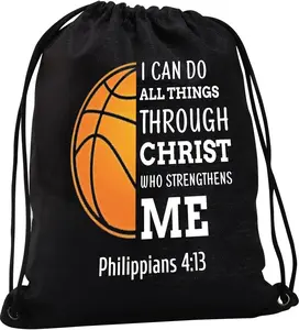 Basketball Drawstring Bag Christian Faith Basketball Bag Basketball Sport Drawstring Backpack Basketball Player Gifts