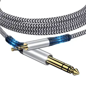 3.5mm to 6.35mm Audio Cable,6.6FT 1/8 Male to 1/4 Male Stereo Cable 3.5mm to 1/4 Adapter TRS Cable Aux Cord Bidirectional Stereo Aux Cable Jack for iPhone,Guitar,Speaker,Home Theater,Amplifiers,Piano