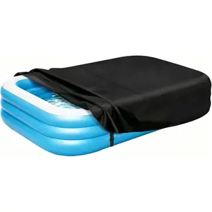 Thickened Waterproof Oxford Rectangle Inflatable Pool Cover, Fits 120"L x 72"W / 10'x 6' Above Ground Blow Up Pool with Elastic Edge and 2 Buckle Straps