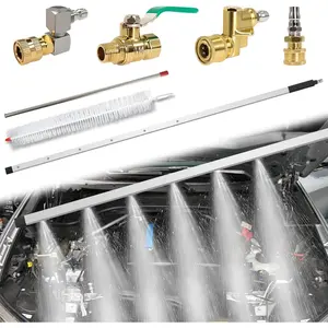 39'' Radiator Cleaning Wand for Pressure Washer - 4500 PSI Radiator Flush & Cleaner Tool with 25° Fan Nozzle, Cleaning Brush & Two 1/4'' Quick Couplers - Stainless Steel Power Washer Wand for Car/Home