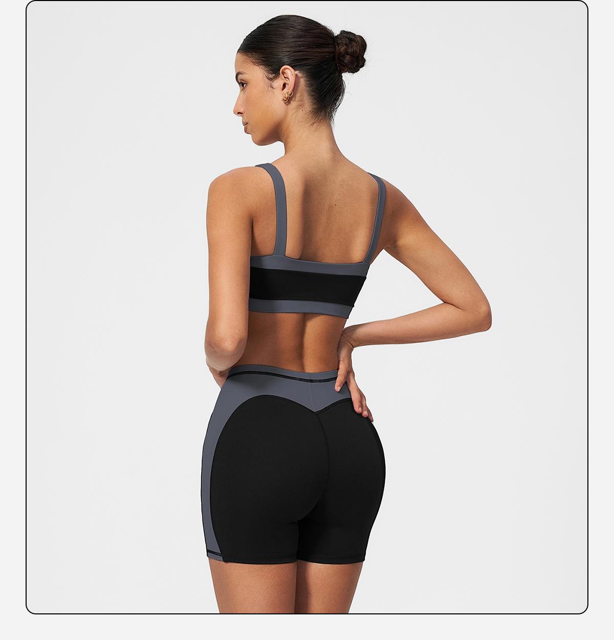 MFVIM Women’s slimming slim-fit color-block fitness set: square-neck thin-strap sports tank top with a beautiful back design, high-waisted tummy control and butt-lifting three-inch yoga shorts set,travel essentials,camping essentials