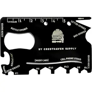 22-in-1 Credit Card Multitool  Slim Wallet Tool with Wrench, , Bottle Opener  Ideal  for Fathers Day, Birthdays, Christmas  TSA Approved EDC  Tool for Men & Women