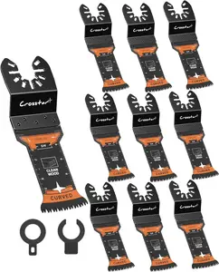 Crosstar 10-Pack Japanese Tooth Oscillating Saw Blades, CR-V Curved Arc Edge Multitool Blades for Wood & Plastic – Fits DeWalt, Milwaukee, Bosch, Ryobi
