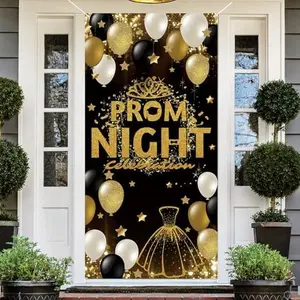 Black and  Prom Night Door Cover Prom Decorations 2026 Prom 2026 Proch Sign Banner 2026 Graduation Party Prom Decorations and Supplies