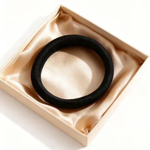 GNVO Black Fabric Hair Elastic - Unisex One Size Floral Hair Accessories, Easy Daily Use Utility Item, Adds Sweet Detail