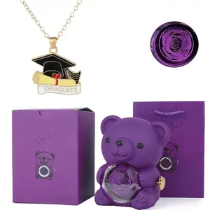 Purple Cute Teddy Bear Rotating Jewelry Gift Box | 2026 Graduation Season Necklace, Perfect Gift for Mothers on Anniversaries, Christmas, Mother'S Day, Thanksgiving, Black Friday, and New Year，Proposal Graduation Gift