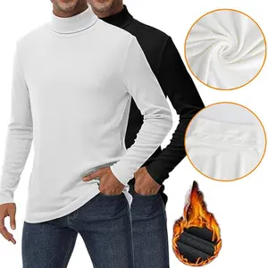 1/2/3/4 Pack Menswear Turtleneck T-Shirt Long Sleeve Pullover Lightweight Breathable Casual Street Wear Compression Stretchy Underwear Tops Soft Basic Garment Fabric Thermal Plain Long Johns White