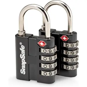 TSA Approved PadLocks 2 Pack, 76020 - All Metal 4 Digit Combination Locks with a Thick Shackle, Inspection Indicator, & Easy to Read Dials-Travel Lock for Hard Case Luggage/Gun Case/Backpacks