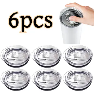 6 pack 20 oz Tumbler Lid Plastic Splash Resistant Covers coffee cup lids Clear Cup Covers for YETI 20 oz Tumbler, Travel Mug, Mouth Tumbler Cooler