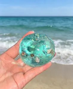 Transparent Ocean Apple Squishy, Sparkly Star & Seashell Slow Rebound Fidget Toy, Aesthetic Stress Relief Squeeze Toy for Office & Daily Relax