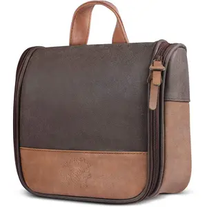 Toiletry Bag for Men VANCASE  Leather Shaving Dopp Kit Medium  Travel Bathroom Bags Portable Shower Organizer
