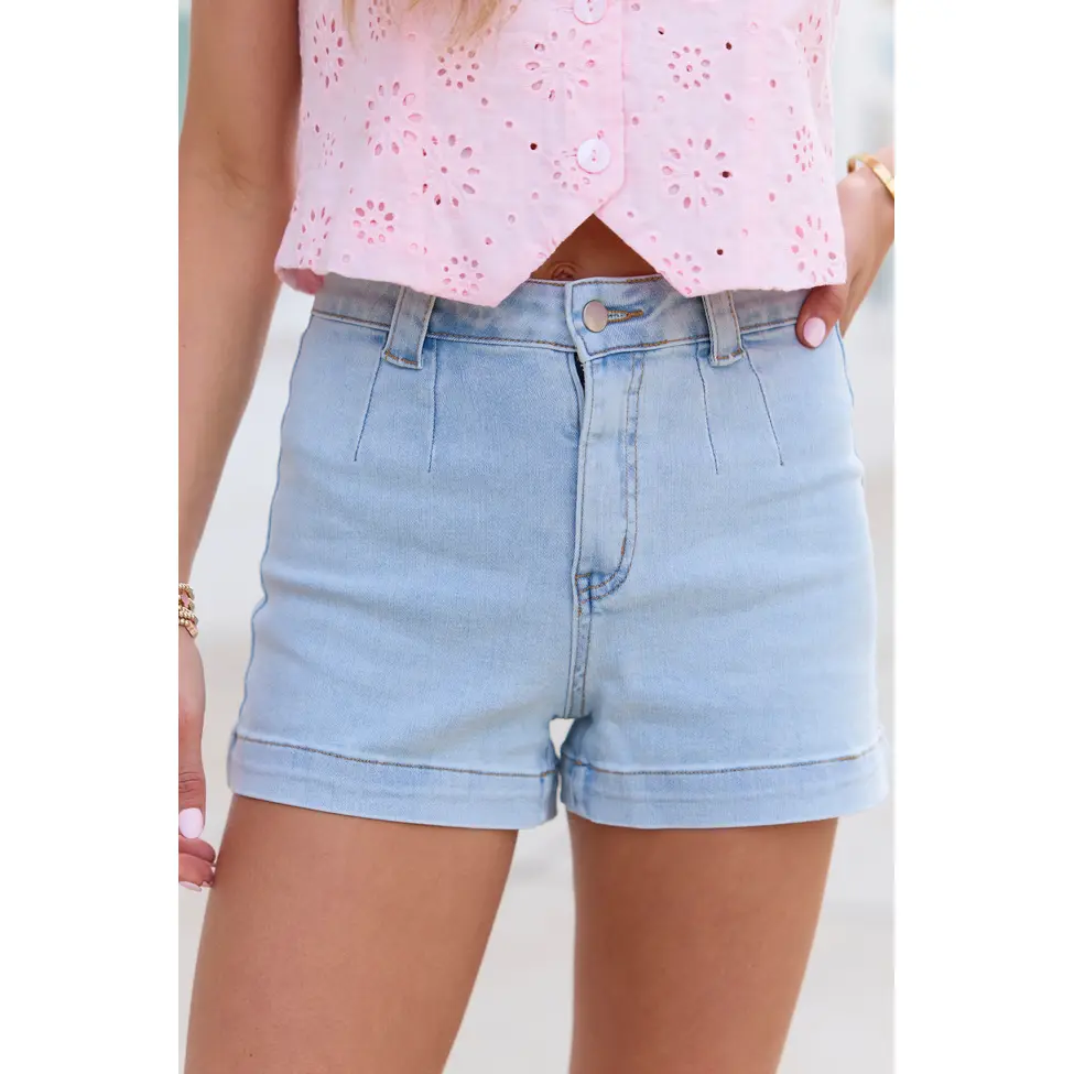 My Favorite Stretchy Light Wash Denim Shorts