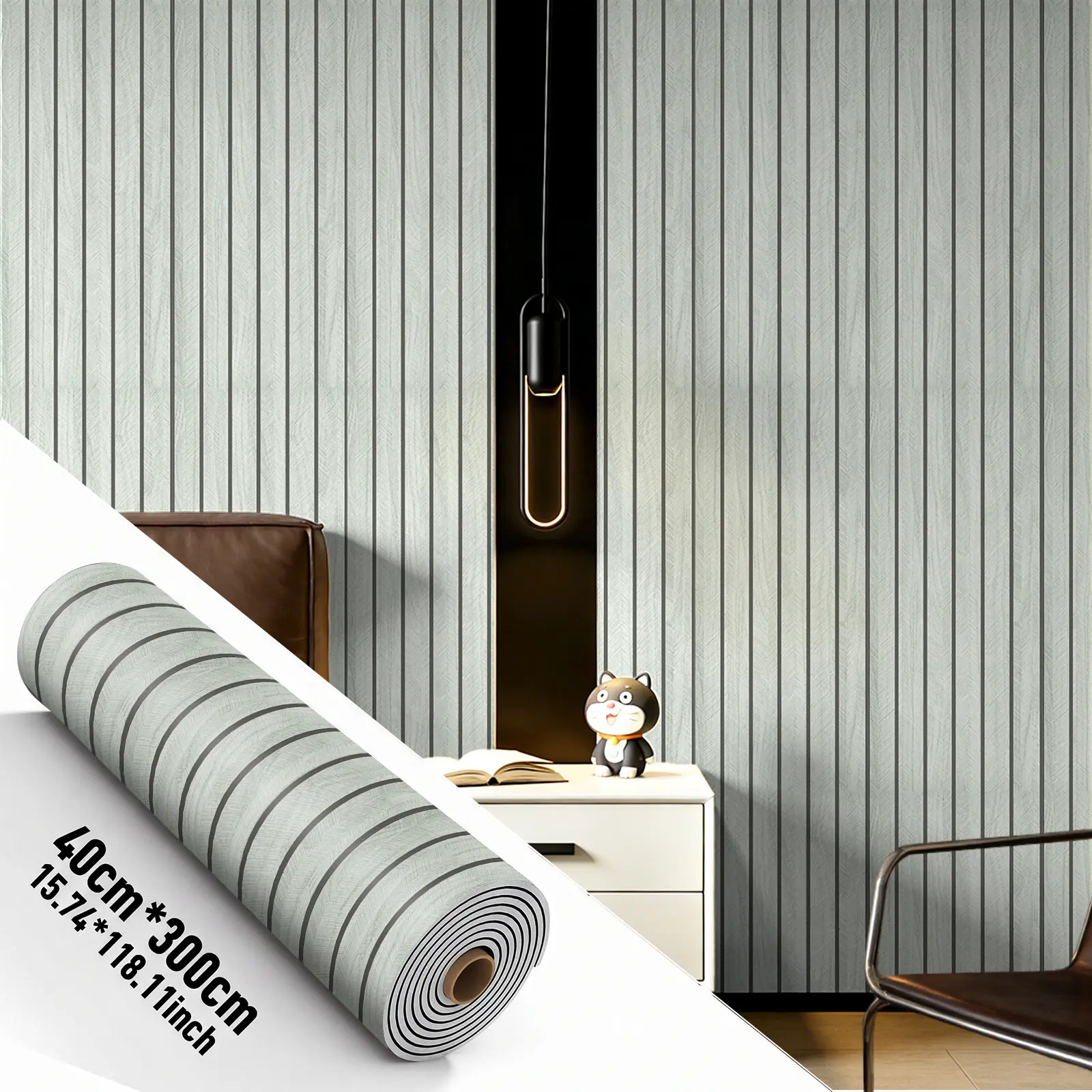 Printed Wood Slat Peel and Stick Wallpaper Designs - Self Adhesive Renter-Friendly Wallpaper with Adhesive Backing, Waterproof, Sound-Reducing, Textured Matte Wood Grain Finish, Easy Clean & Install, Removable, Ideal for Living Room, Bedroom Decor, Self A