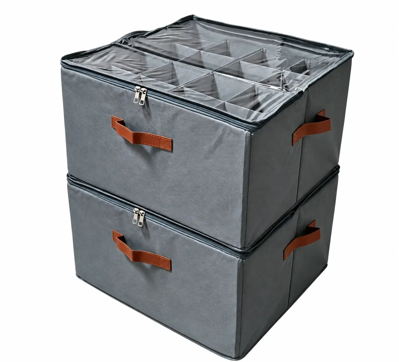16-Pair Under Bed Shoe Storage Organizer for Closet, Large Foldable Fabric Shoe Box with Clear Dustproof Zippered Cover, Adjustable Dividers and Carry Handles for Bedroom, College Dorm, Apartment, Entryway and Wardrobe Organization