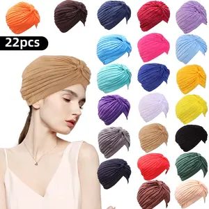A Set of 22/10 Pcs Stretch Turbans,Chemo Head Wrap,Cancer Head Beanie,Twisted Turban Cap Cover Hats for Women,Muslim Hat,Christmas Party Gifts,Hand Tools Kits