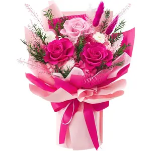 Preserved  Bouquet, Forever , Birthday Gifts for Women, Mother, Wife, Mothers Day  for Mom (Hot Pink)