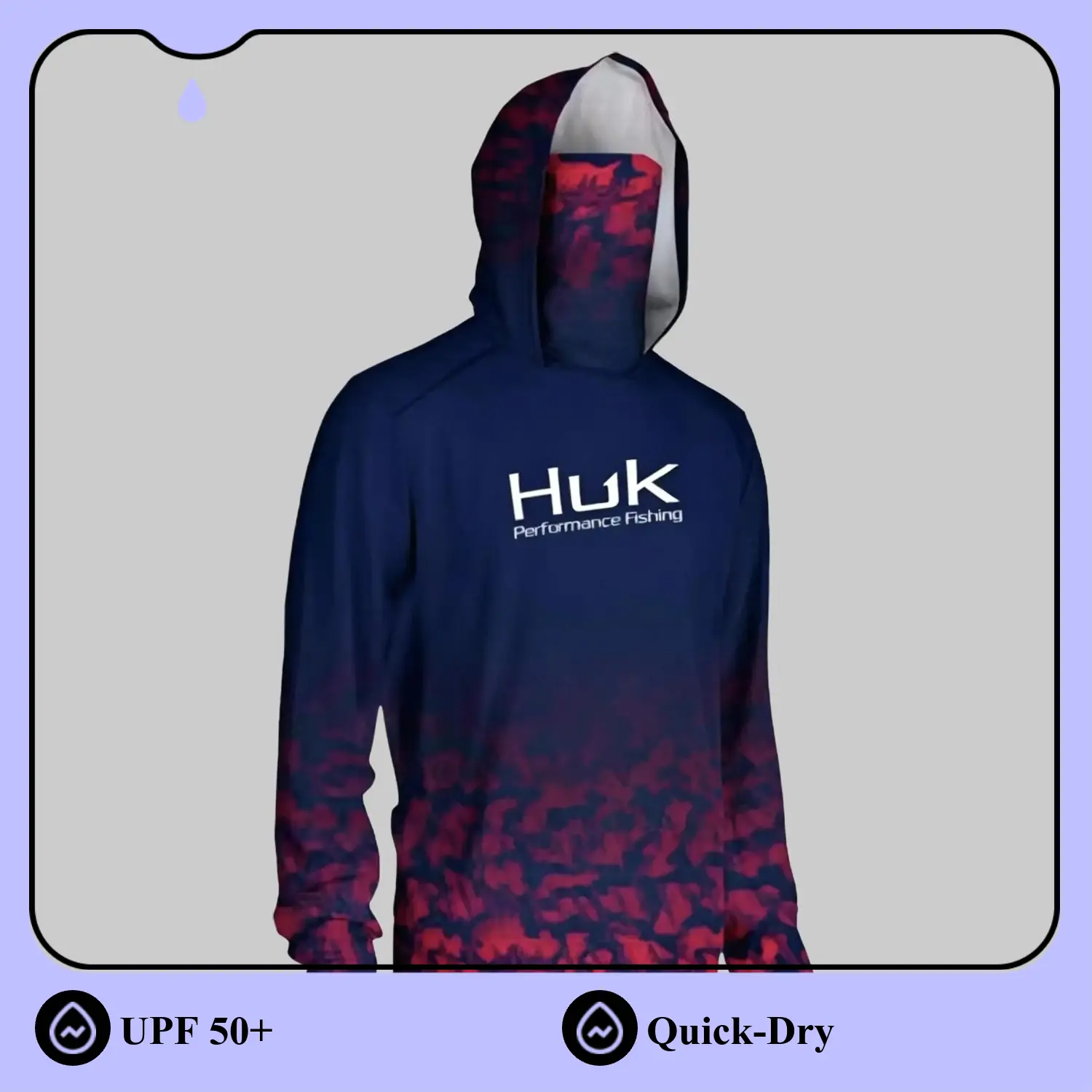 Men's UPF 50+ Hooded Neck Athletic Sportswear - Dry Fit Activewear Outdoor Wear with Quick-Dry Fabric, Long Sleeve UV Sun Hiking Fishing Top