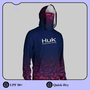 Men's UPF 50+ Long Sleeve UV Sun Hoodie - Dry Fit Athletic Male Hiking/Light Outdoor Quick-Dry Top, Ideal for Fishing, Athletic Active Tops