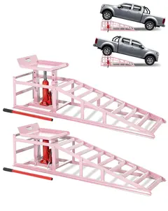 【GARVEE】Hydraulic Car Ramps, 2 Pack 5 Ton Lift Ramps, Low Profile Steel Structure, Adjustable Height 9.4-13.34 In, Heavy Duty Service Ramps For Vehicles, Trucks, Garage Maintenance