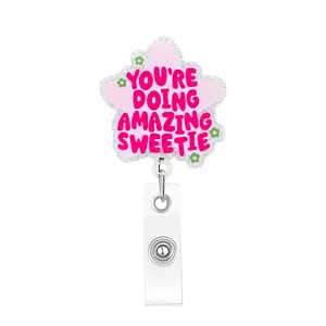 Star Pull Tab ID Badge Holder, Retractable Badge Reel Clip, Badge Buddy Nursing for Nurses, Teachers, School Workers, Office Personnel Daily Wear Gift