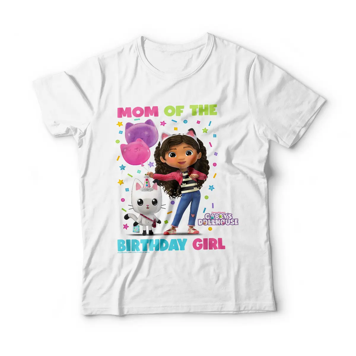 DreamWorks Gabby’s Dollhouse Mom of The Birthday Girl T-Shirt Breathable Casual Crewneck Graphic Tee Peak Design