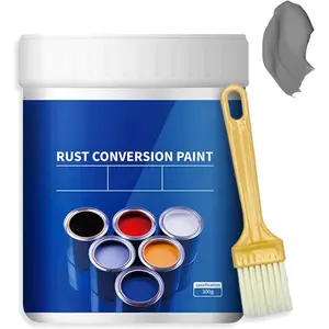 Weatherproof Rust Converter  for Metal, Rust Remover for Metal and Primer, Water-Based Anti-Rust Metallic  with Brush, Grey, 300g/10.7 Oz