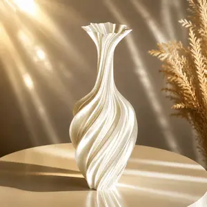 Waterproof Twisted Resin Ellipse Vase - Artistic Swirl Flower Holder for Fresh & Dried Blooms, Whimsical Home Decor Piece