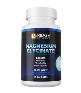 Ridge Supplements Magnesium Glycinate for Sleep, Relaxation & Muscle Recovery | Highly Absorbable Magnesium for Nervous System and Stress Support for Men and Women