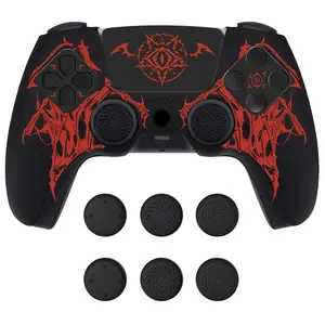 PlayVital Design for PS5 Controller Skin Cover Fit with Charging Station - Anti-Slip Silicone Controller Grip Case for PS5 with 6 Thumb Grip & Sticker, Pure Series Dockable Model
