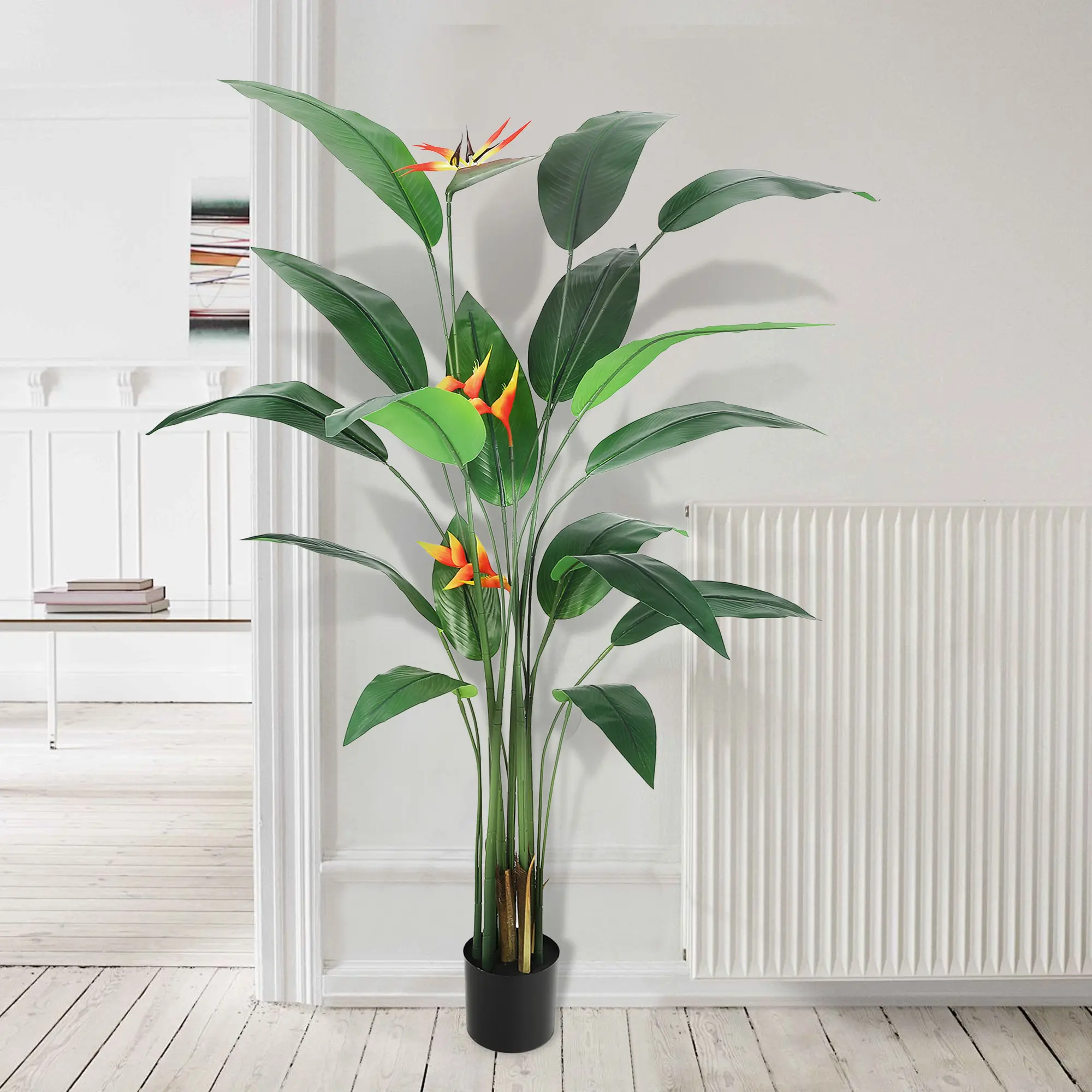 6FT (72in) Artificial Bird of Paradise, Tall Tropical Faux Banana Leaf in Pot with 17 Leaves, Decorative Botanical Aesthetic Floral Plant Decor for Home Office Patio, Floral Decor