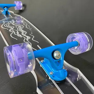 GHOST BOARDS Illuminate Your Ride: 40" Clear Acrylic Longboard with LED Wheels – Durable, Non-Slip, Jellyfish Design. Perfect for All Skill Levels