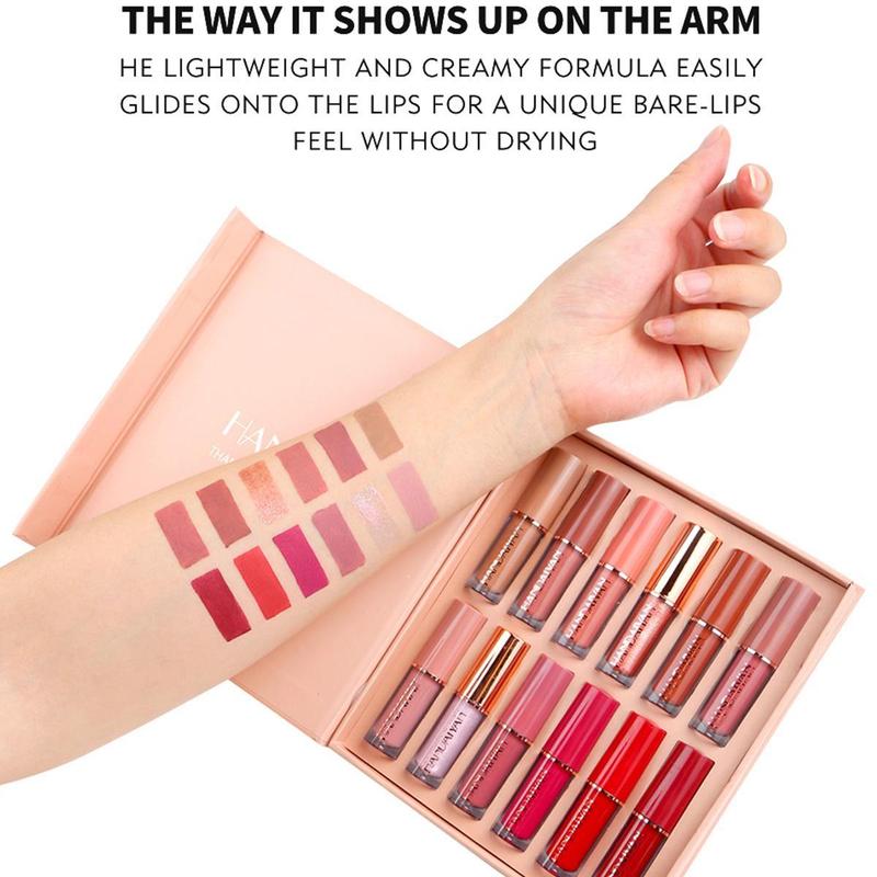 HANDAIYAN Velvet Matte Liquid Lipstick Set - 12Pcs Waterproof Long Lasting Quick-Drying Non-Stick Cup Nude Lip Stain Kit for Women Gloss Lipgloss