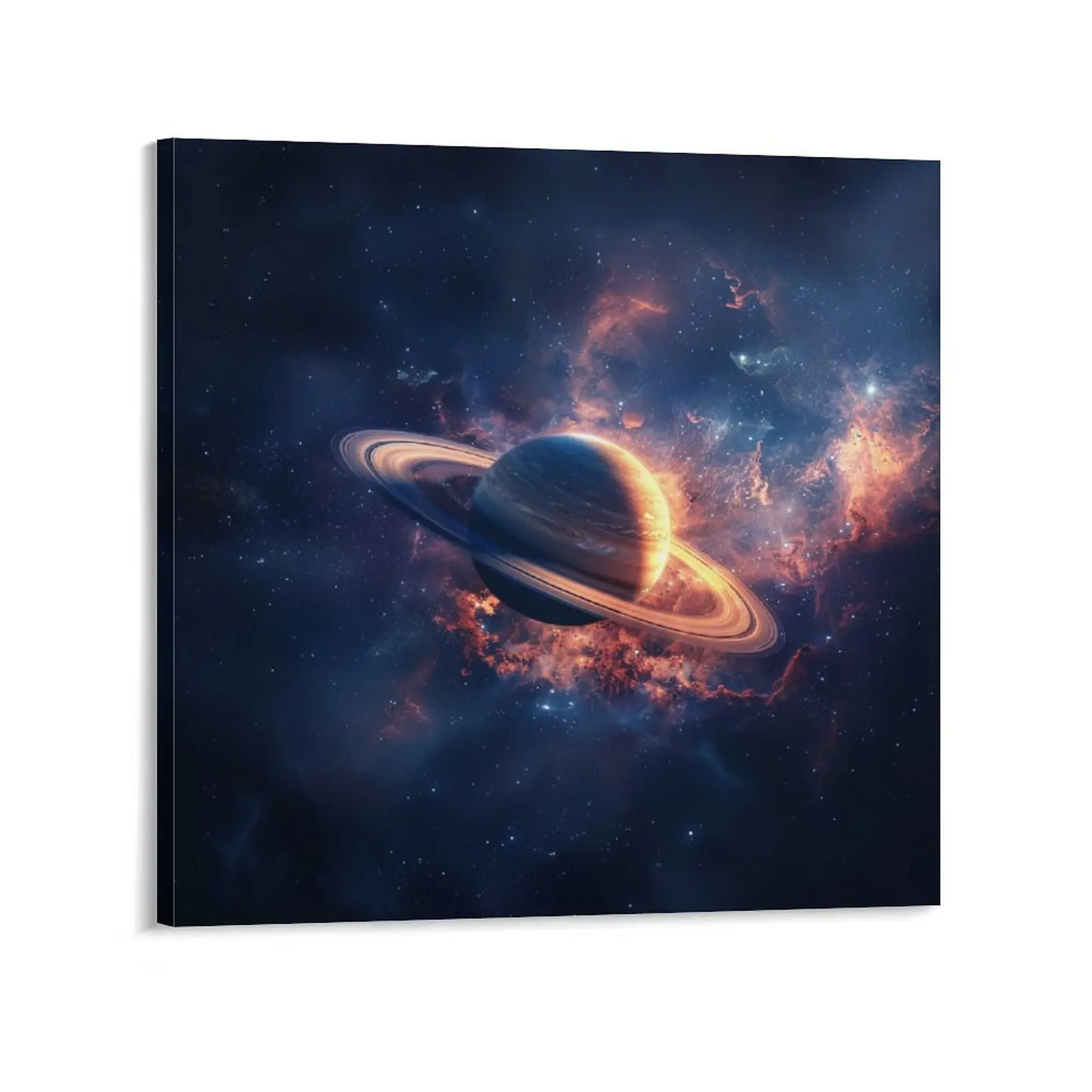 Saturn Posters Wall Art Prints Cool Outer Space Buring Galaxy Solar System Planets Canvas Posters Home Wall Art Family Bedroom Office Decor Aesthetic Festival Gift