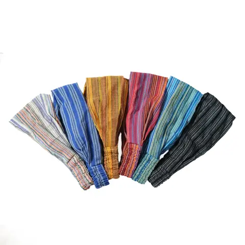 Handmade Cotton Boho Chic Headbands - Striped Boho Hair Accessories, Unisex 20" to 25" One Size Stretchy Earth Tone Headbands for Women, Lightweight Yoga Compatible Craft Accessory for All-Day Ease