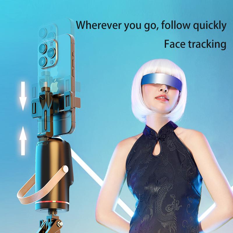 Auto Face Tracking Phone Stand 360° Rotation Smart Camera Holder with Gesture Control – AI Auto Tracking Tripod Stand for Live Streaming, Video Calls, Vlogging & Content Creation
