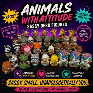 Animals with Attitude Desk Buddies | Funny Desk Office Space Decorations | Office Humor | AWA |