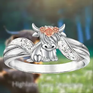 1 Piece Fashion Highland Cow Ring, Women's Ring, Women's Wedding Anniversary Gift