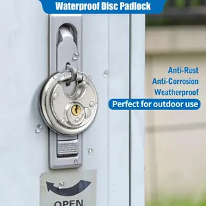 Disc Lock for Storage Unit 60mm, Stainless Steel Keyed Padlock with Keys, Outdoor Waterproof Storage Lock for Locker, Shed, Gate, Fence