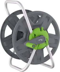Water Hose Reel Cart, Holds 60-80 Ft of 5/8 Inch Hose, Green Wall Mounted Garden Hose Cart, Portable Hose Reel for Convenient Storage and Watering
