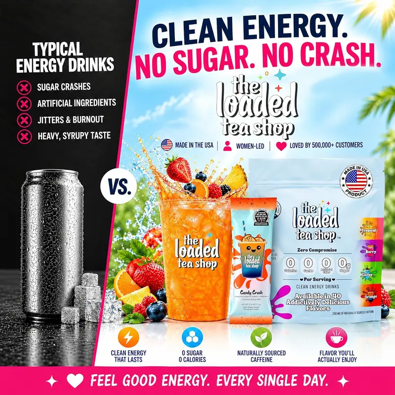 The Loaded Tea Shop Energy Drink Mix Sticks, Founder’s Favorites 5 Pack ...