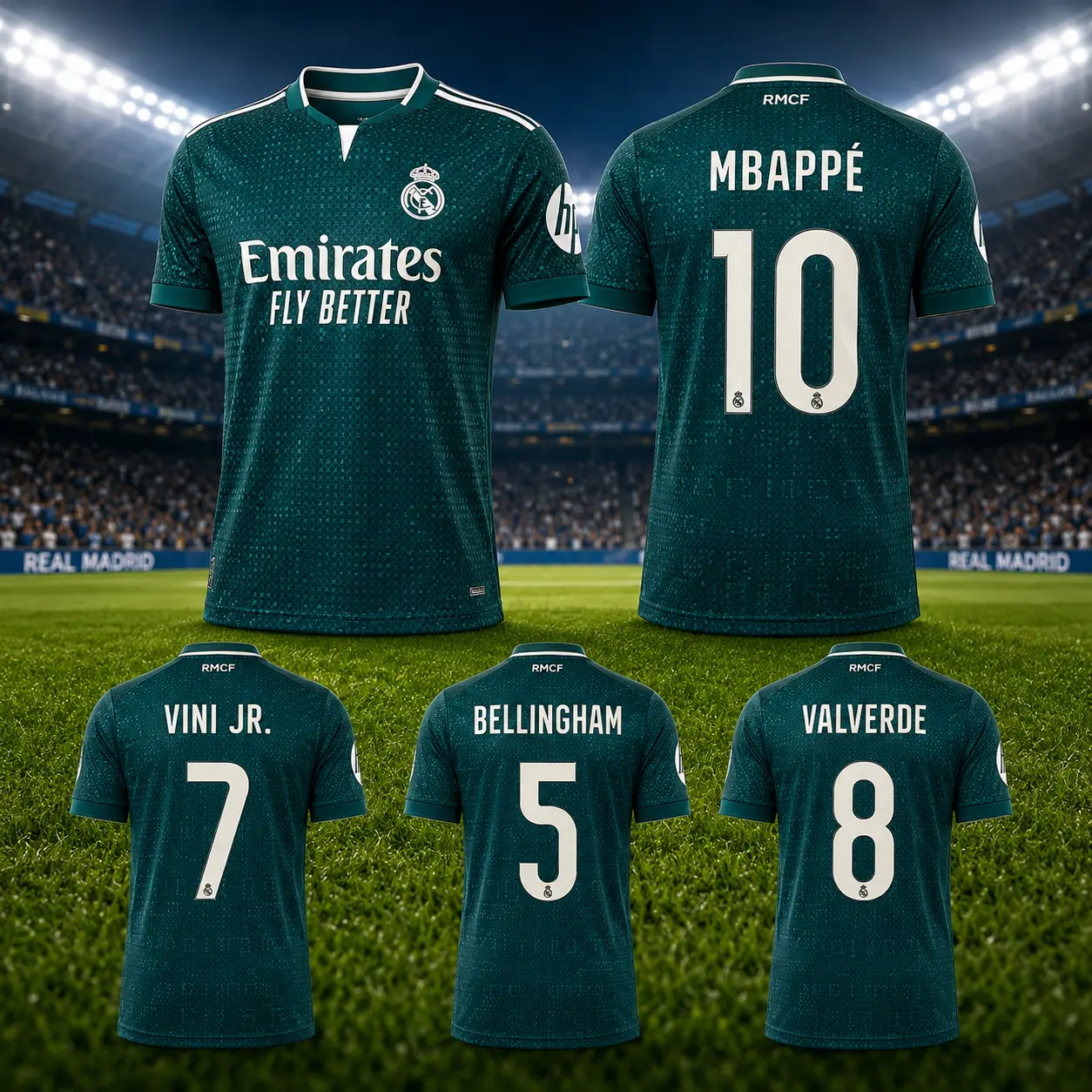 Unisex 2026/27 Madrid Away Replica Soccer Jersey - Green Professional Football Top for Sports, Outdoor Use