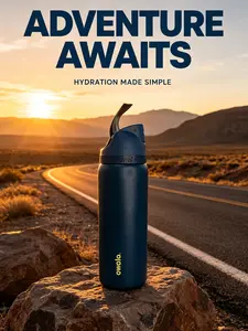 Owala FreeSip 32oz Stainless Steel Straw Insulated Water Bottle, Portable BPA-Free Drinkware with Flip Lock Lid, Car Cup Holder-Friendly, Ideal Gift for Men