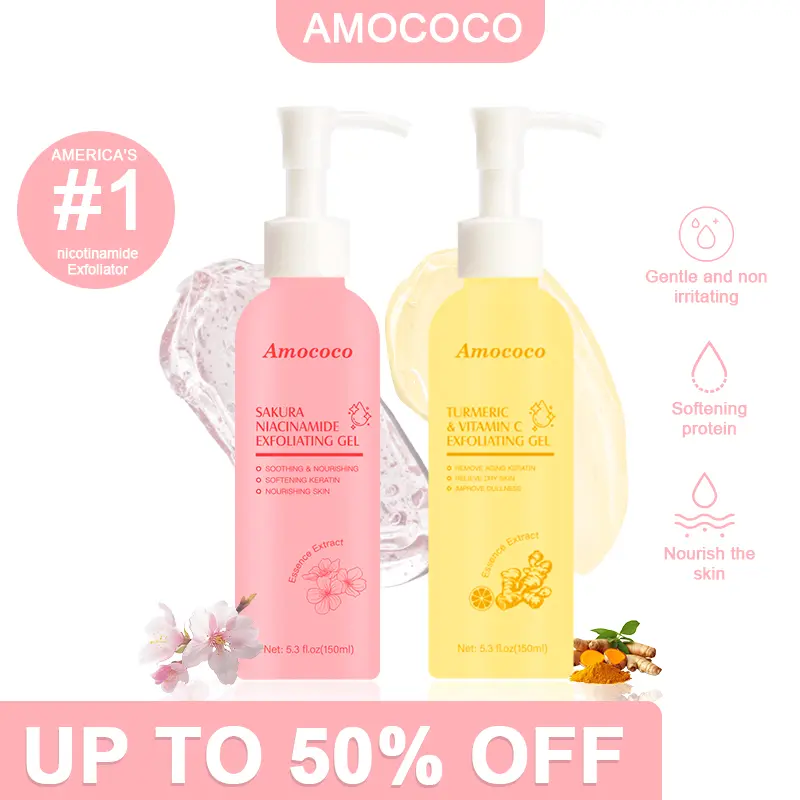 Triple Essence Rejuvenation: Turmeric, Cherry Blossom & Niacinamide Exfoliating Gel – Helps cleanse dead skin, brighten, and works for face & body.