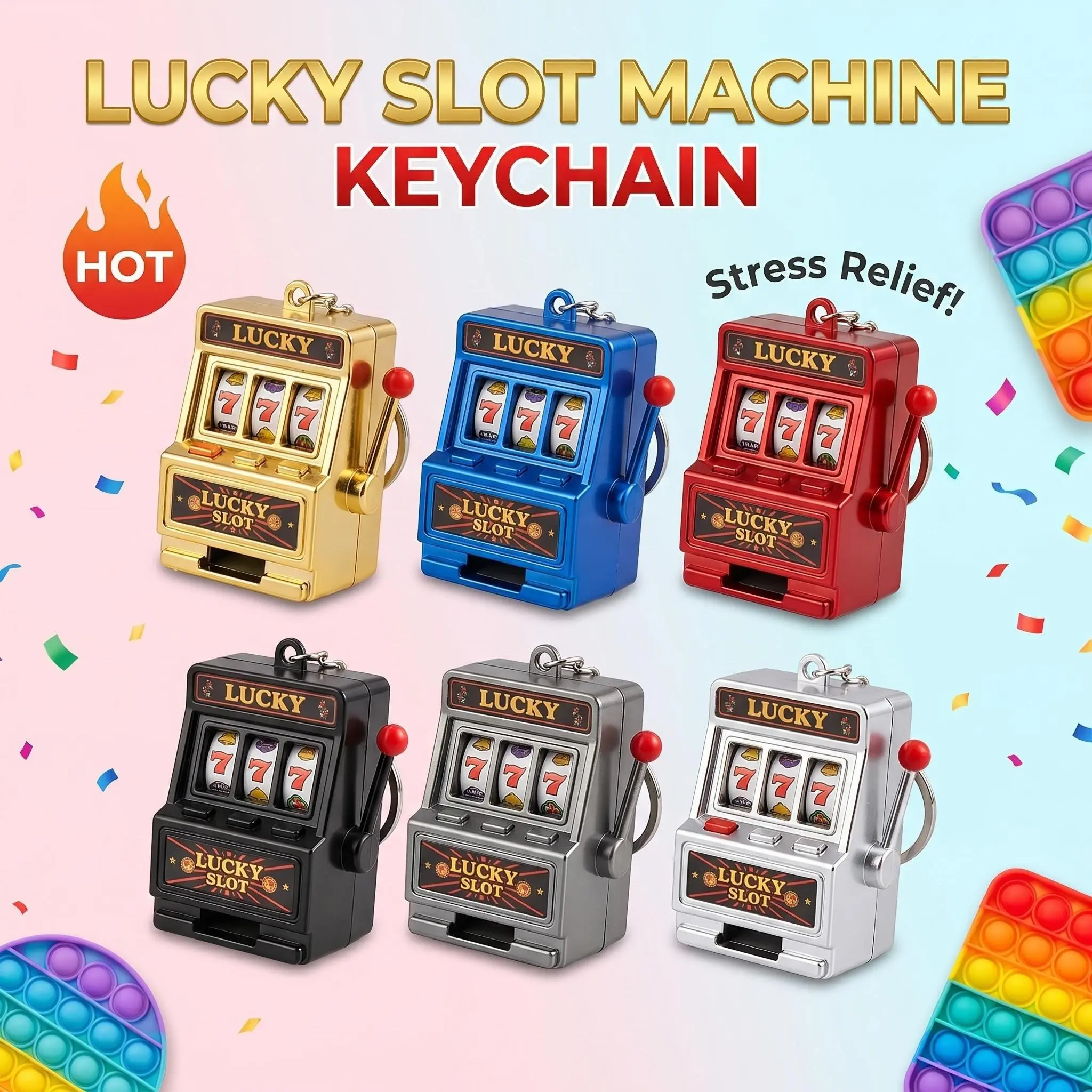 Lucky Keychain Stress Relief Pendant, Available in 6 Colors, Perfect Accessory for Daily Use, Enhance Your Mood with Style, Stylish Keychain