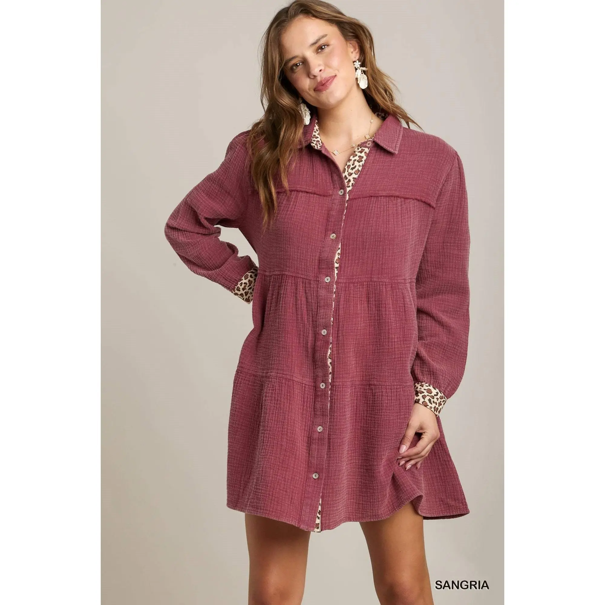 Mineral Wash Cotton Gauze Tiered Dress