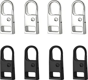 Zipper Pull Replacement Upgraded 8 Pcs Detachable Zipper Pull Tabs Boots Purse Coat Luggage Clothing Jackets Backpacks 2 Color Black Silver