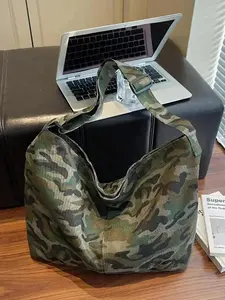 CYX Camouflage Canvas Large Backpack, Leopard Print Casual Crossbody Shoulder Bag, Unisex Fashion Vintage Single-Shoulder Bag for All Seasons, Commuter Crossbody Bag, Canvas Shoulder Bags