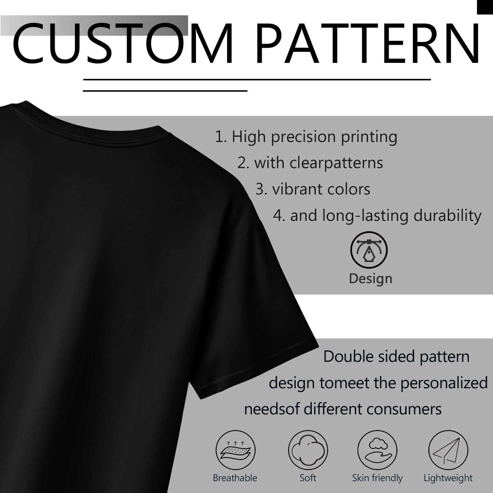 Couple Matching Cotton T-Shirts，180GSM Double Sided Print Soft Crew Neck Tees