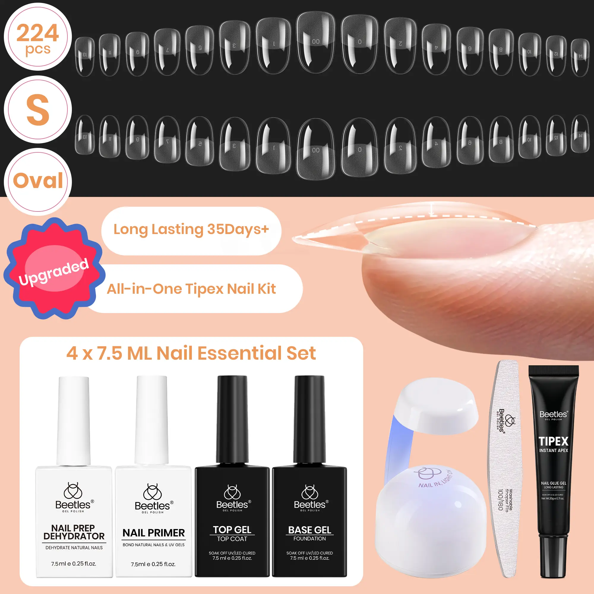 Short Oval 【Kit】16 Sizes-224 Pcs