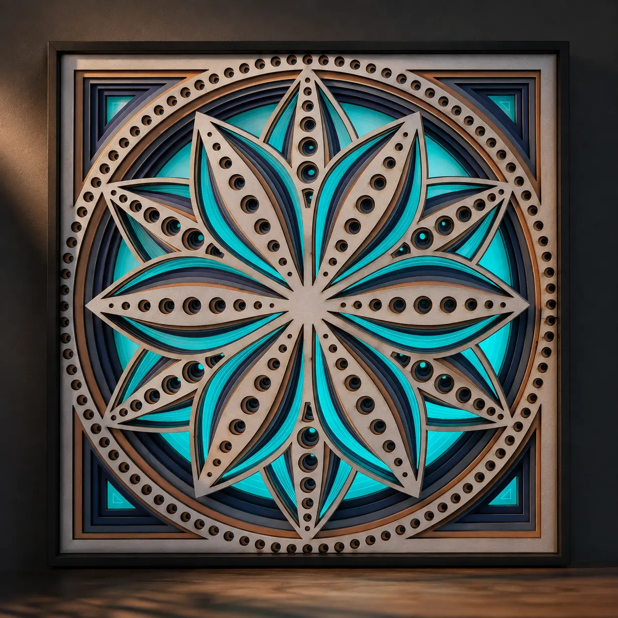 Flower Mandala Lamp 3D Layered Hanging Wall Art Neon Sign Room Wall Art for Living Room Home Decor Night Light Plaques Birthday Gift Wall Decor Wall Lamp Girl Boy Friend Christmas Gift Hanging